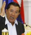 Cambodia's PM Hun Sen speaks to reporters during a news conference at the Council of Ministers in Phnom Penh