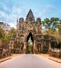 sculptures in the South Gate of Angkor Wat, Siem Reap, Cambodia.