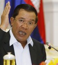 Cambodia's PM Hun Sen speaks to reporters during a news conference at the Council of Ministers in Phnom Penh