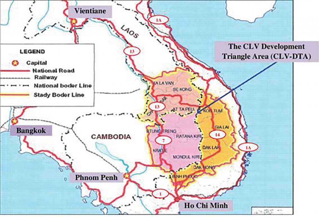 ▲ 캄보디아-라오스-베트남 개발삼각지대(CLV-DTA) 지도