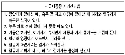골다공증 자가진단법